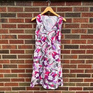 Columbia Sportswear Linen Pink and Gray Patterned Sleeveless Dress